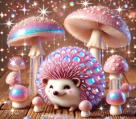 Hedgehog and mushrooms