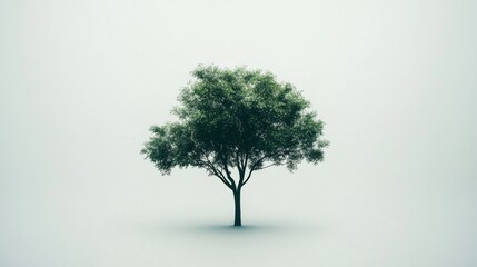 Majestic solitary tree with a white background, perfect for showcasing nature's simplicity and beauty.
