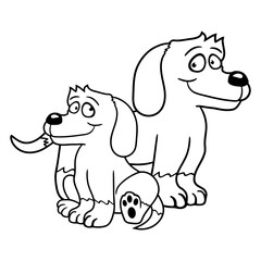 Two Dogs Family 2 Child Mother Father Dad Mom Cute Design Lover Art Vector Illustration Card T-Shirt Poster Sticker Graphic Print Decorative Drawing Isolated Logo Decoration Symbol Creative Cool Style