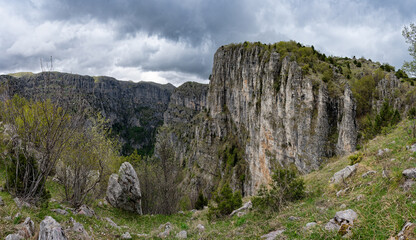View of the Megas Lakkos Gorge in Zagori, Epirus, Greece