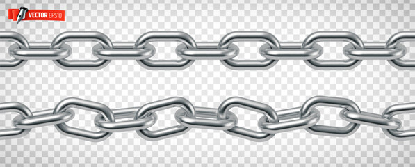 Vector realistic illustration of metal chains on a transparent background.