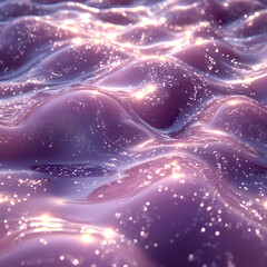 The background is purple in tone. The liquid with shades of purple and silver flows gracefully as if swimming in beautiful flowing lines. 