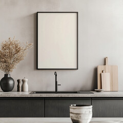 Black Frame Mockup in Modern Bedroom Interior