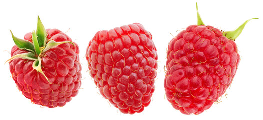 set of raspberry isolated on white background