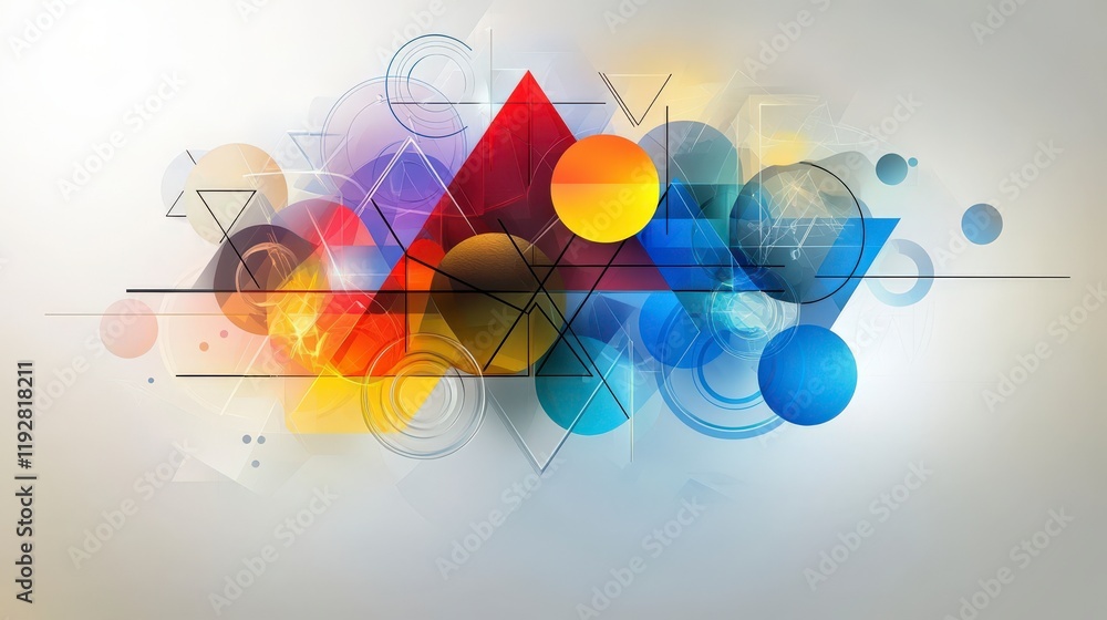Poster geometric overlapping circles art abstract design digital graphics minimalist style contemporary art