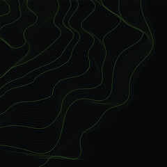 Green  line and black abstract background 