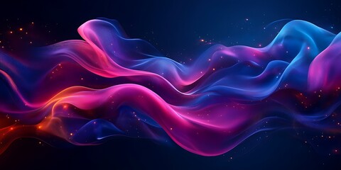 Obraz premium Abstract colorful waves, glowing particles, dark background, digital art, website banner