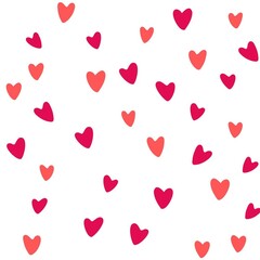 pink and red heart illustration pattern texture background, vector drawing wide horizontal