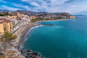 Almunecar town Spain with La Herradura beach coast and bay Costa del Sol Andalusia