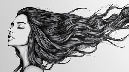 Woman posing with long flowing hair