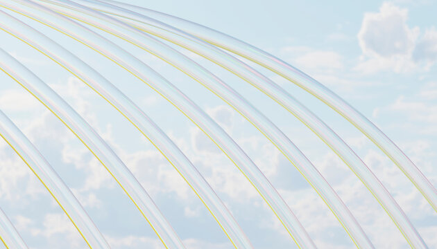 Transparent arcs in a cloudy sky create a light and dreamy scene
