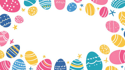 Easter eggs border with white background.