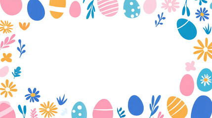 Easter eggs border with white background.