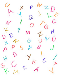 seamless pattern with colorful letters ABC Alphabet Learning Education - Kids - Colored Pencil - Hand Written