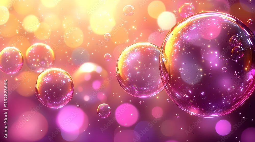 Poster colorful abstract background with bubbles and sparkling light effects. generative ai