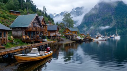 Charming Harbor with Docked Boat
