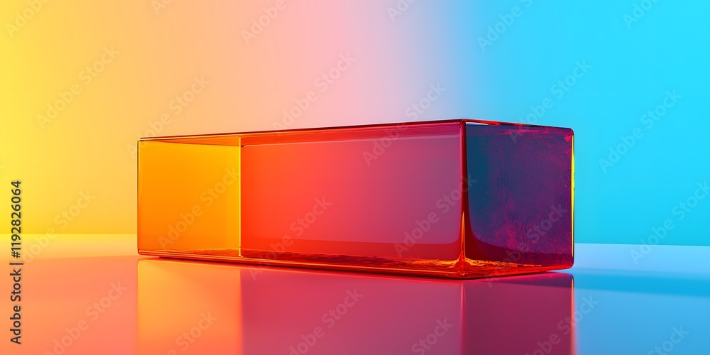 Poster vibrant abstract background featuring a glass-like rectangular shape. generative ai