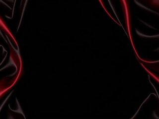 Obraz premium Red satin border with smooth texture and shiny finish on a black background, border, isolated, fashion