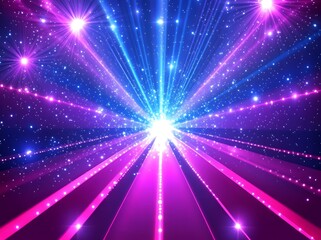 Naklejka premium Light rays background with blue and purple colors, neon laser light effects for a party or festive greeting card design.