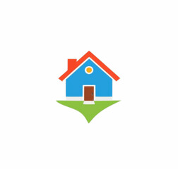 Fototapeta premium Charming Blue House Illustration: Simple Home Design Clipart