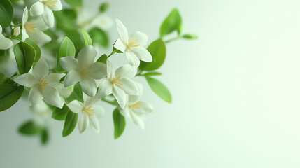 A plant with leaves on a branch of Jasmine flower tree isolated on a transparent or white background
