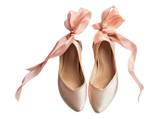 Elegant Barre Shoes with Ribbons Isolated on Transparent Background