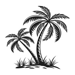 Obraz premium Black and White Palm Tree Illustration