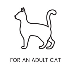 An icon of an adult cat in vector, representing products or medications for adult cats, with an editable stroke