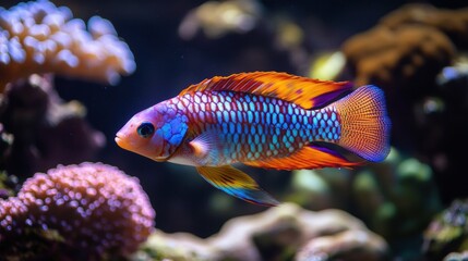 Obraz premium Vibrant Colorful Fish Swimming Amidst Coral Reef Underwater Scene