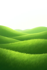 Obraz premium A scenic green field with hills and mountains under a bright sky and clouds