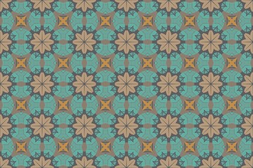 Vibrant Retro Geometric Seamless Pattern in Turquoise and Orange.