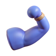 Cartoon Blue Arm with Bicep and Brown Wristband in 3D Style