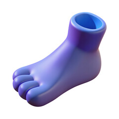 Colorful 3D Render of a Stylized Human Foot Isolated on White Background