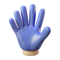 Blue Rubber Glove Hand with Smooth Texture and Realistic Design