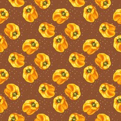 Paprika pepper vegetable seamless pattern illustration art hand drawn background backdrop wrapping paper fabric textile print