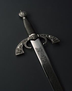 Elegant Spanish steel sword with detailed engraving