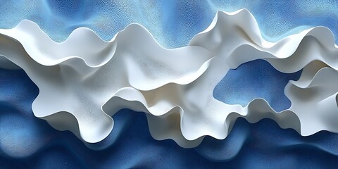 Fototapeta premium Abstract white waves on blue, design background