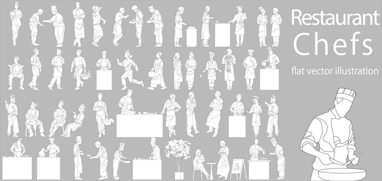 Flat vector illustration of chef cooking for restaurant