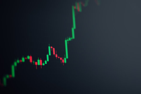 Close-up of financial chart on stock market on monitor display. Stock market data business analysis concept.