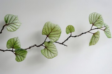 Branch with leaves on white background a minimalist botanical symbolizing the beauty and resilience of nature.