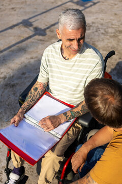 Conversational moment between friends with inclusive exchange