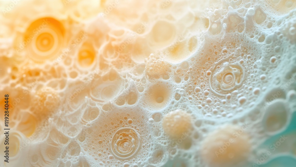 Poster abstract close-up of colorful soap bubbles with vivid textures and patterns, showcasing natural ligh