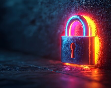 Colorful Glowing Padlock Icon Symbolizing Inclusive and Universal Protection