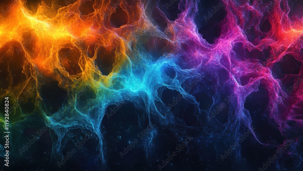 Aufkleber abstract colorful wave pattern in cosmic style background with fiery orange, bright blue, vibrant pi