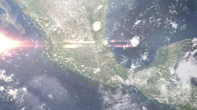 Zooming in on Pachuca de Soto, Mexico frome space - Perfect for Travel Intros and Backgrounds. Realistic 3D Animation.