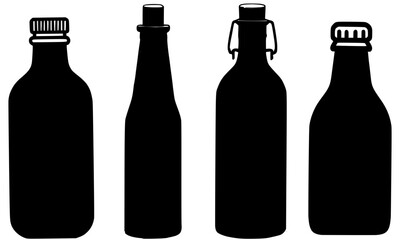 illustration of bottle, silhouette of bottle 