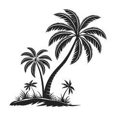 Fototapeta premium Black and White Palm Tree Illustration