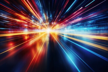 Abstract Motion Blur with Colorful Light Effects and Speed Lines