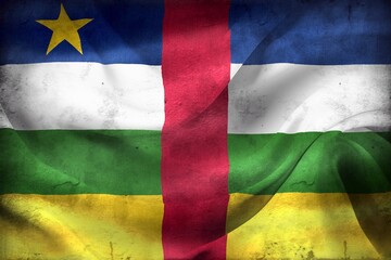 Vintage look Central African Republic flag - realistic waving fabric flag