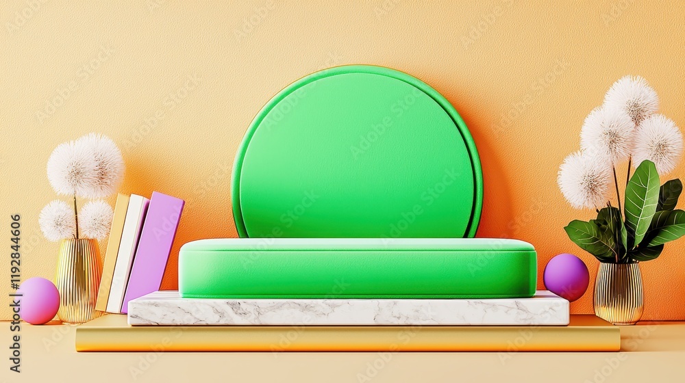 Poster modern display with green accent element